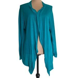 GNW Great Northwest Open Front Cardigan Womens L Turquoise Blue Summer Mermaid